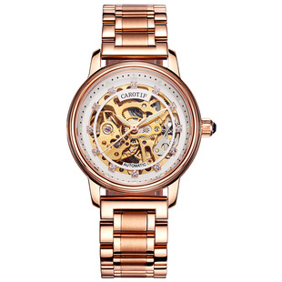 Tiktok hot steel belt watch fashion fashion mechanical watch women's watch automatic hollow Watch stainless steel waterproof luminous