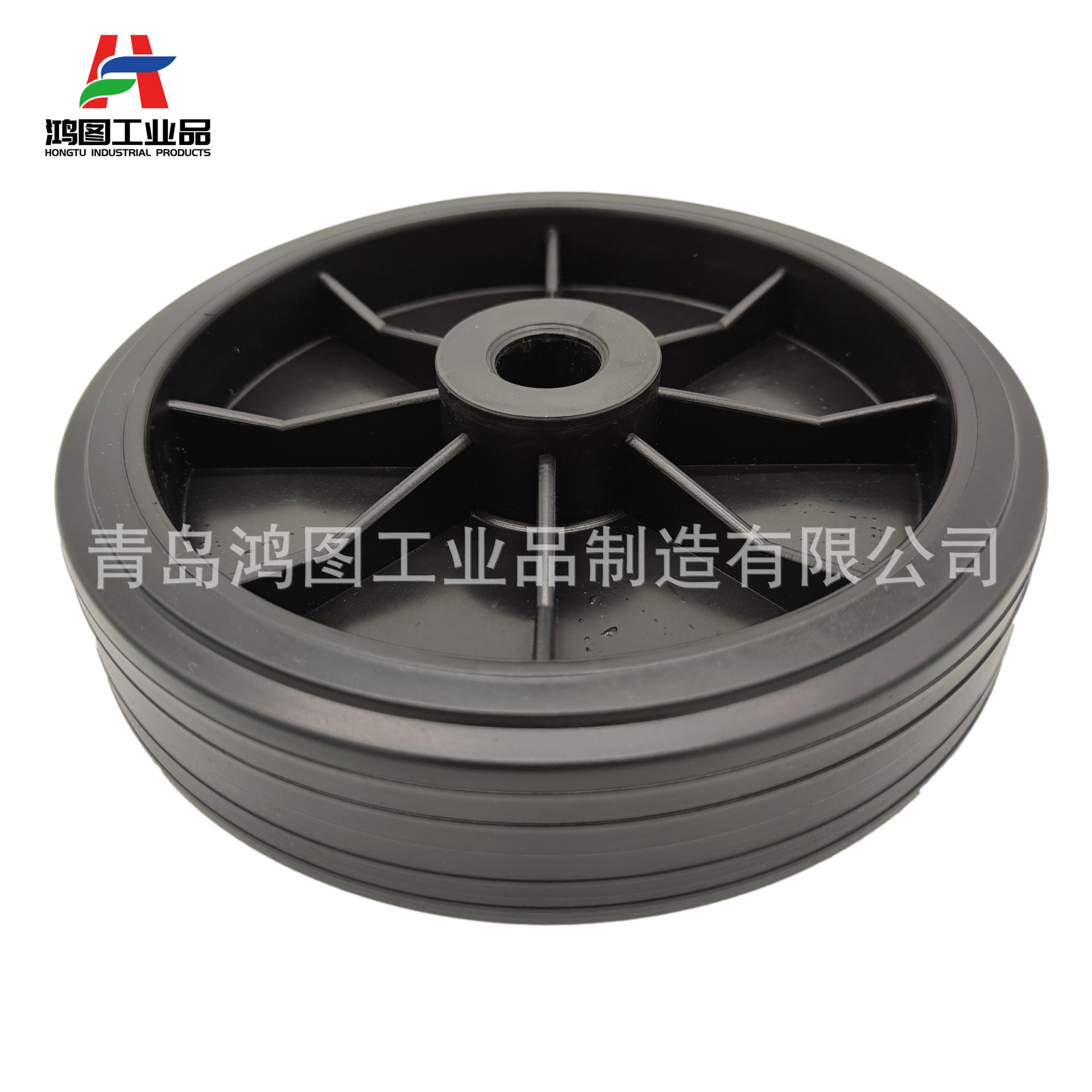 8寸8x2顺纹PVC塑料包胶轮 (3)