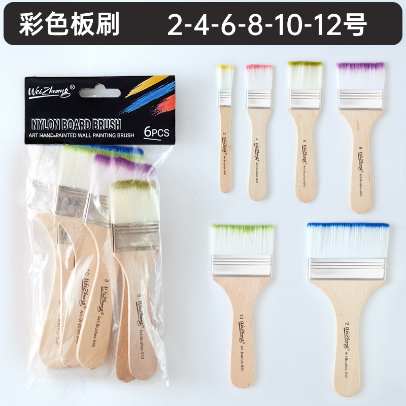 Cepillos de pintura de nylon con mango de madera – para pintura al óleo, arte y niños.