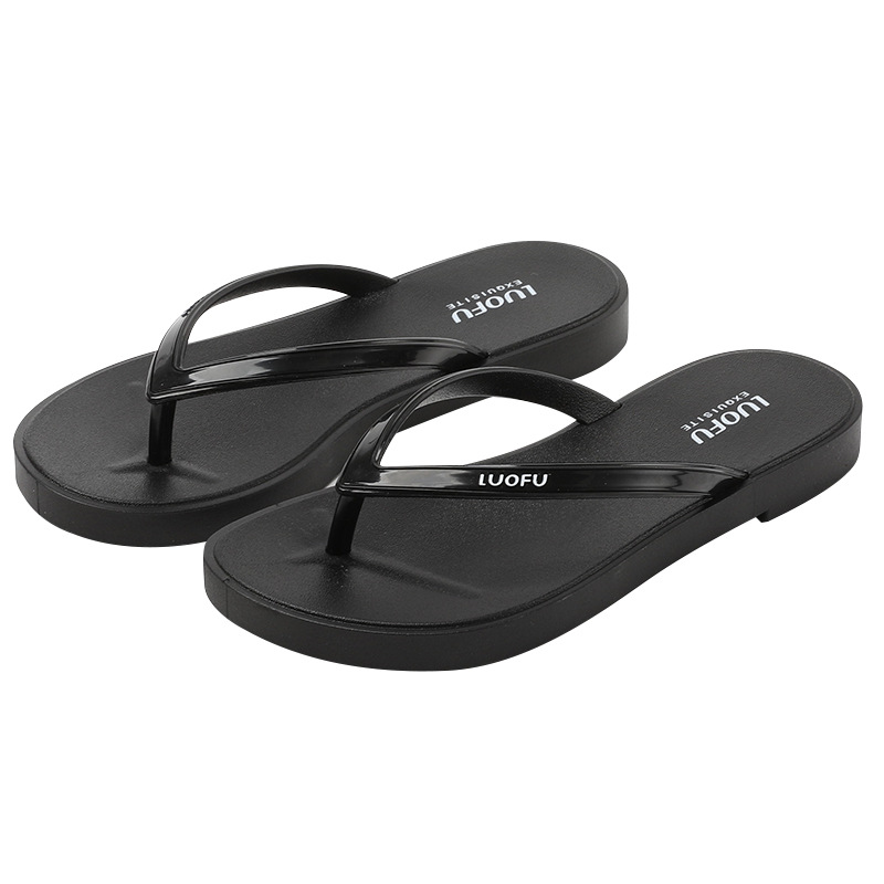 Luo Fu flip-flops verano femenino con zapatillas negras en el baño Baño Playa férula playa zapatos de natación