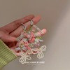 Silver needle, fashionable advanced universal earrings, flowered, bright catchy style, high-quality style, wholesale