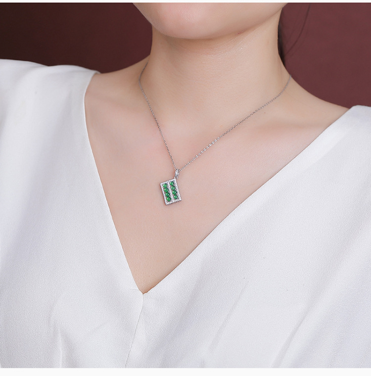 Mặt dây chuyền bạc S925 hạt tròn bàn tính phong cách Trung Hoa — Mẫu ngọc nước xanh (không bao gồm dây chuyền) chi tiết 10