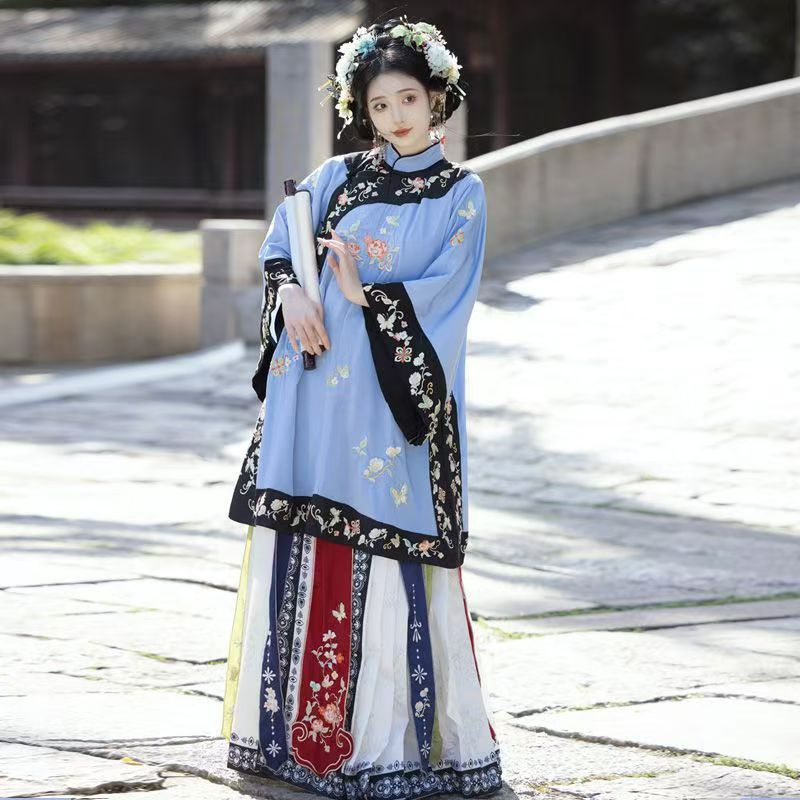 Original Courtyard Luo Yi Young Granny Clothing Splendid Antique Qing Han Women's Heavy Industry Horse Face Embroidery Late Qing Dynasty Clothing Hanfu