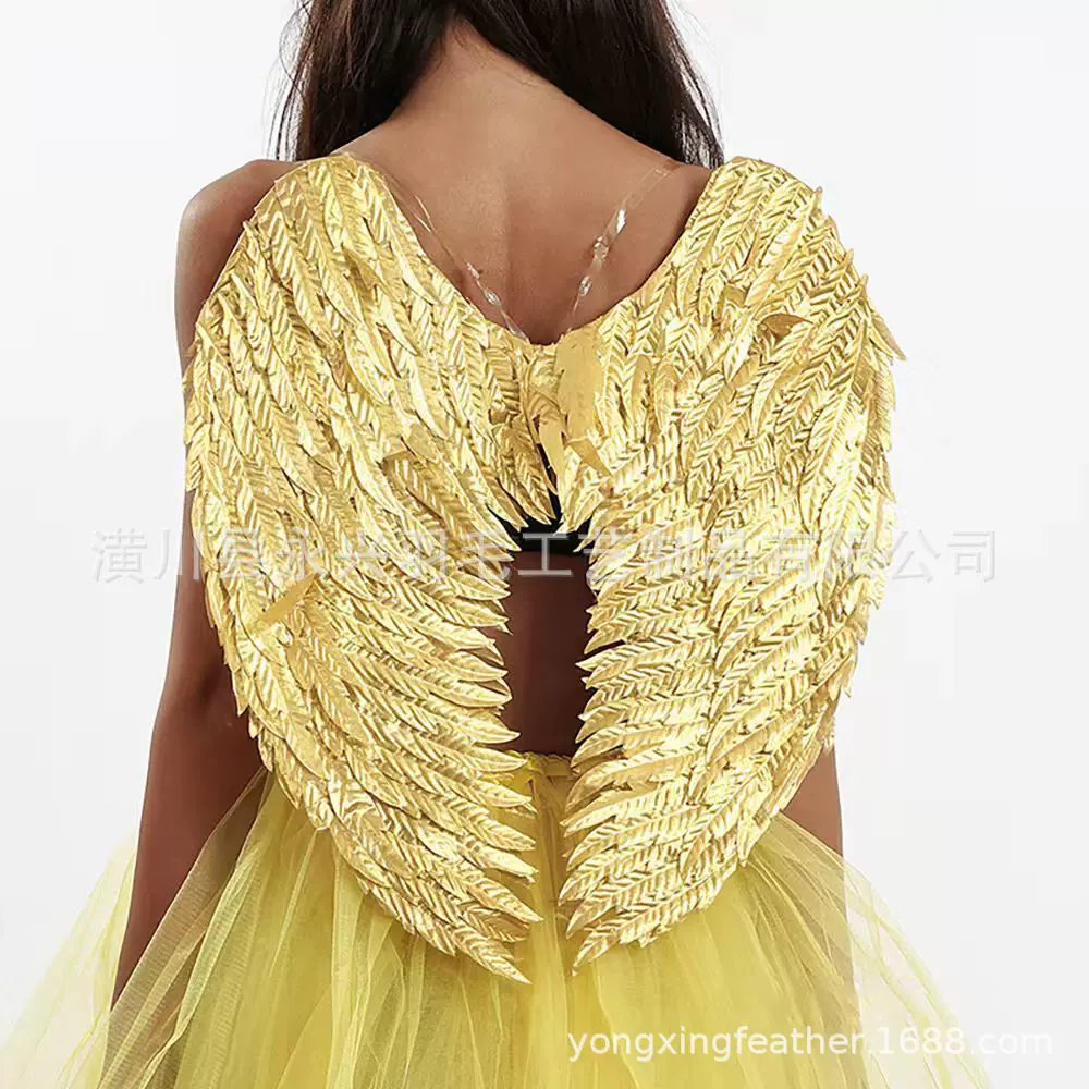 厂家直销跨境亚马逊防真羽毛天使翅膀背饰万圣节装饰派对用品道具