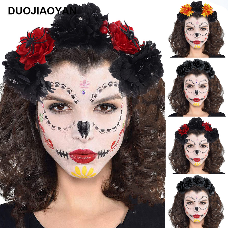 Halloween Blumenstirnband Persönlichkeit Spinnensimulation Blume Cosplay Make-up Party Kopfschmuck_voghion.com