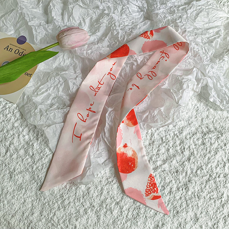Bufanda de seda, banda larga, sensación de alta calidad, nuevo estilo, cuello, bufanda pequeña, serie de frutas, pañuelo para el cabello, cinta para el cabello