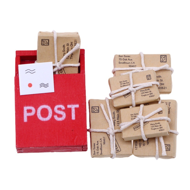 Casa de muñecas mini simulación Paquete de buzón en miniatura traje Navidad puerta miniatura escena Decoración Accesorios de tiro