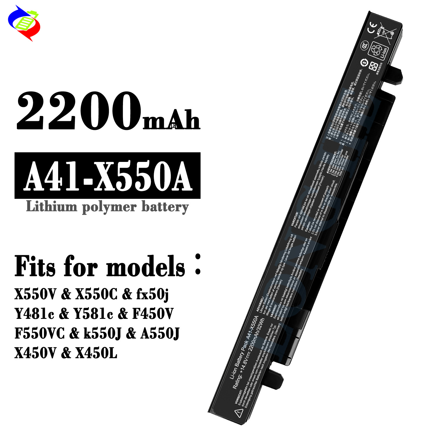 适用华硕X550V/X550C/fx50iY481c/Y581c笔记本电池A41-X550A批发