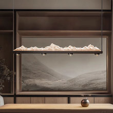 意式轻奢餐厅灯吊灯2025新款中式冰山茶室吊灯高级感一字灯