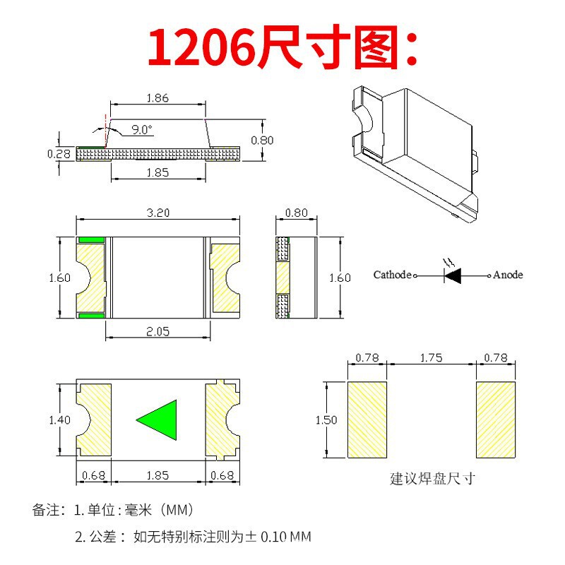 0603 高輝度 0402 LED ランプビーズ 0805 ミニチュア SMD 1206 発光ダイオードフルカラー|undefined