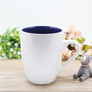 Ceramic glaze tummy mug creative special-shaped cup blue coffee cup breakfast Cup 11 oz double color Cup