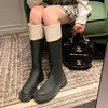 Color matching Knight boots Boots The thickness of the bottom Autumn and winter rubber High Boots But knee Boots Women's singles spring and autumn