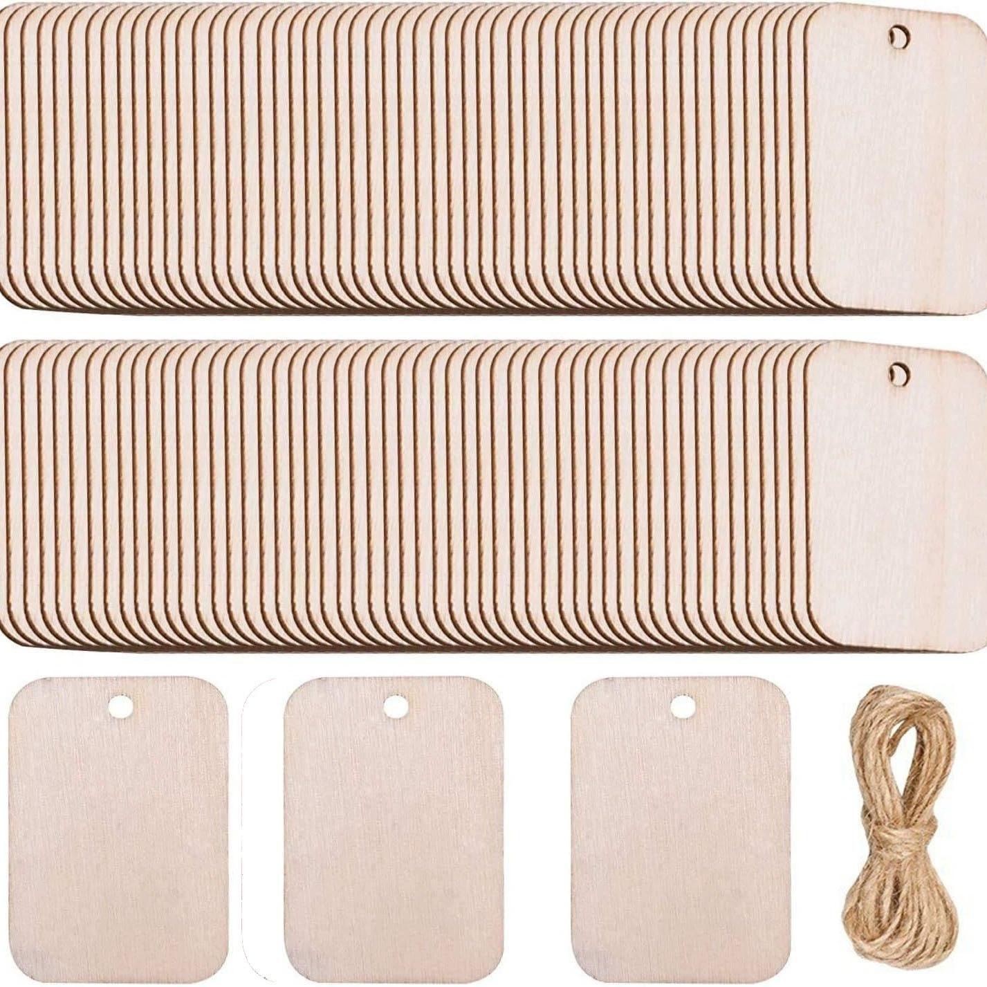 Amazon горячие продажи прямоугольные деревянные деревянные маленькие деревянные щепки DIY подвески декоративные пустые закладки