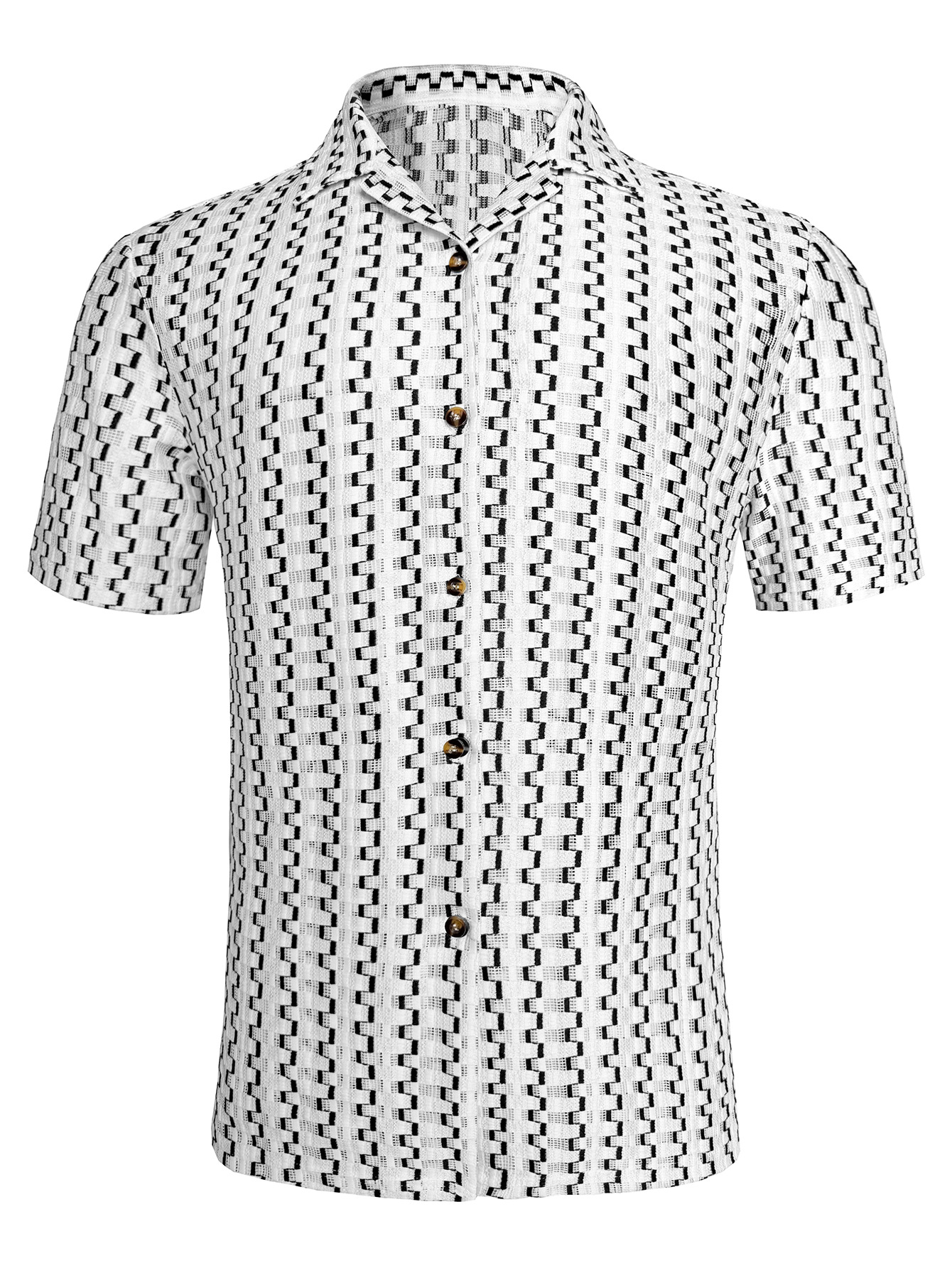 Ensemble deux pièces pour homme chemise rayée et short décontracté_voghion.com