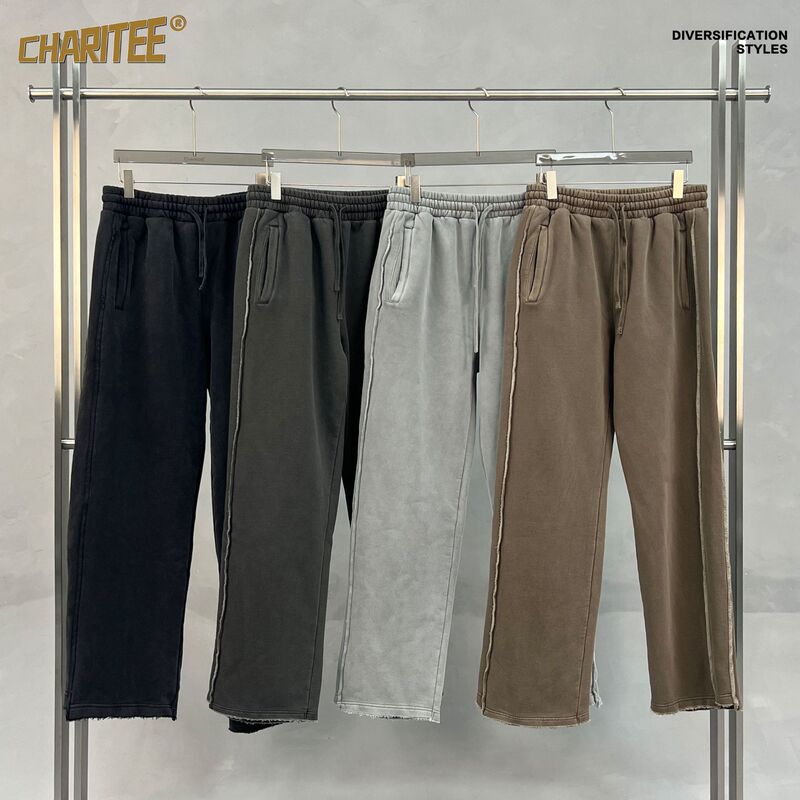 Charity | Amazon Cross-Border American Trendy Washed and Distressed Street Loose Casual Versatile Wide-Leg Sweatpants