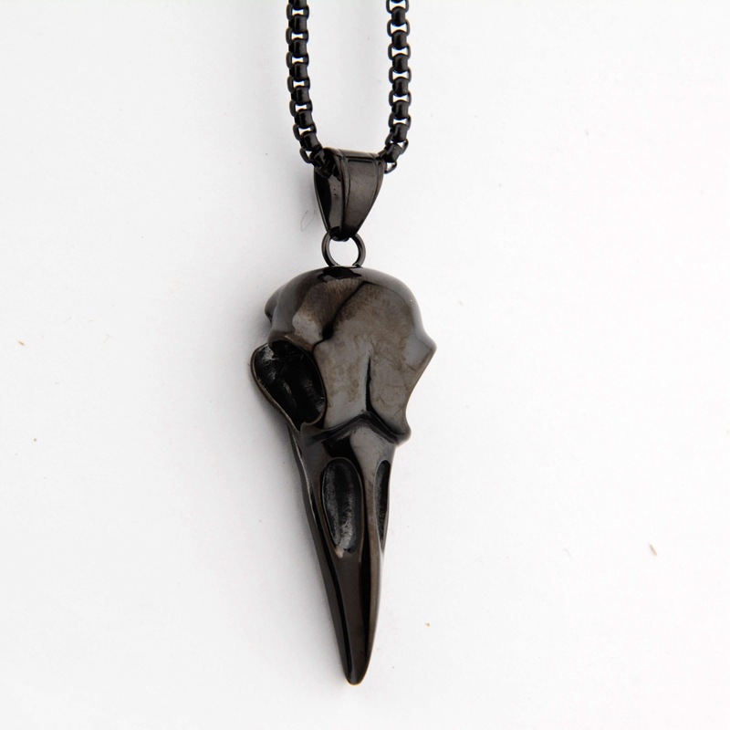 Hip-hop crow head pendant made of titanium steel-6.jpg