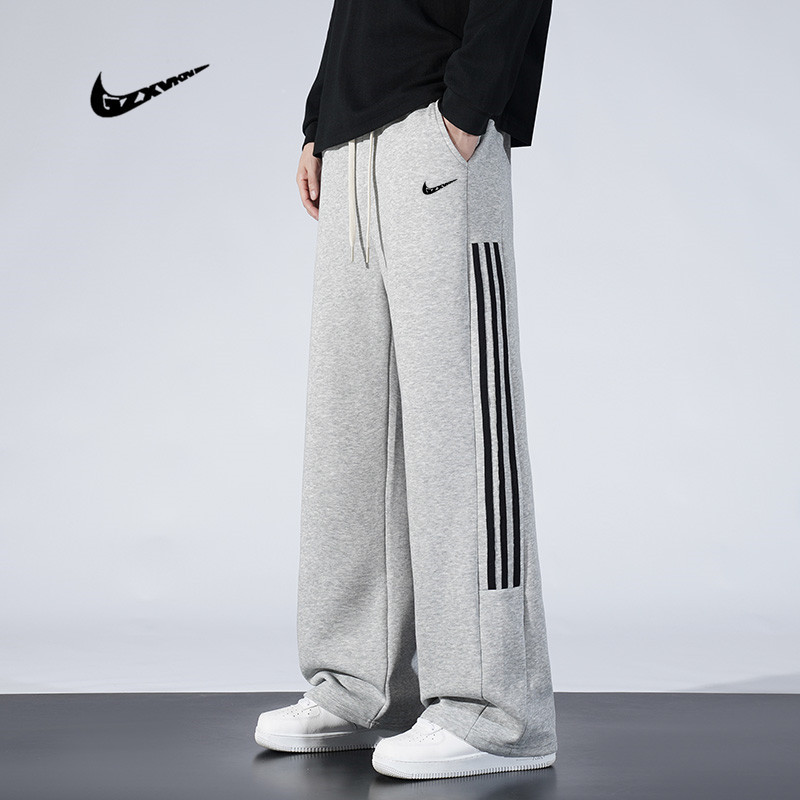 American-Style Three-Stripe Wide-Leg Sweatpants for Men, Spring and Autumn New Loose Casual Pants, Unisex Fashion Trendy Striped Long Pants