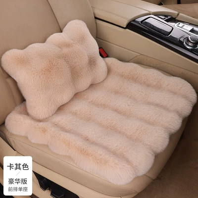 Lumbar Pillow Headrest Seat cushion, seat cover - khaki-front-single-seat-lumbar-pillow-1-bubble-plush