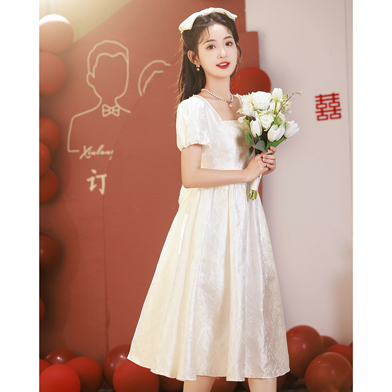 Certificate Registration Small Evening Dress Pregnant Women Plus Size Fat mm Toast Dress White Engagement Dress Fugitive Princess Wedding Dress