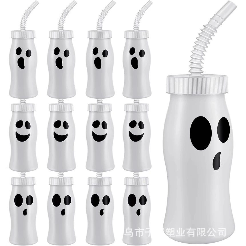 Производитель изготовленный на заказ новый стиль Хэллоуина пластиковая соломинка чашка с соломкой сетка красный сок молочный чай напиток соломинка чашка