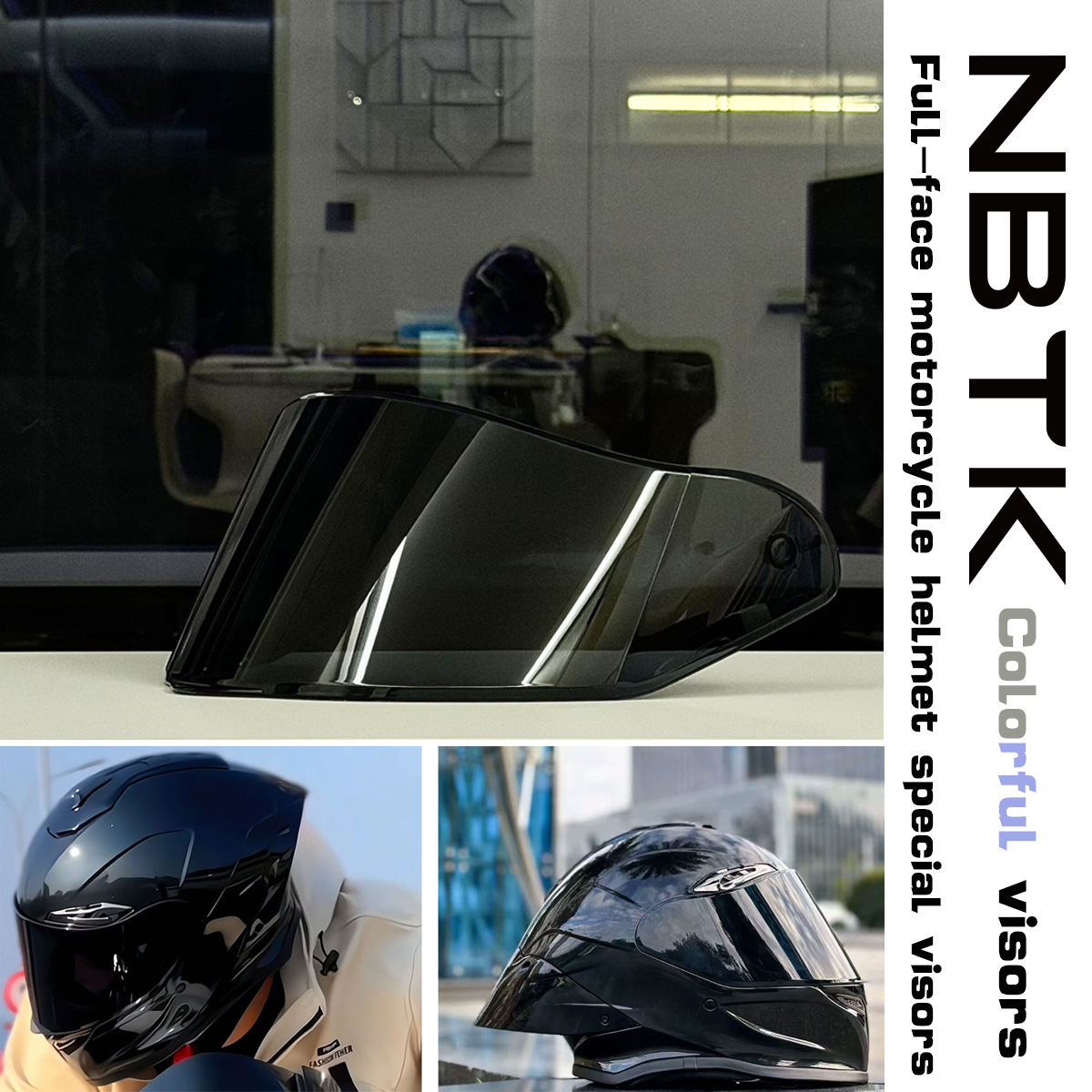 Ghost Face Helmet Lens Helmet Sun Visor Electroplated Aurora Goggles Lens Day and Night Universal Full-Face Helmet Dual Lens Motorcycle