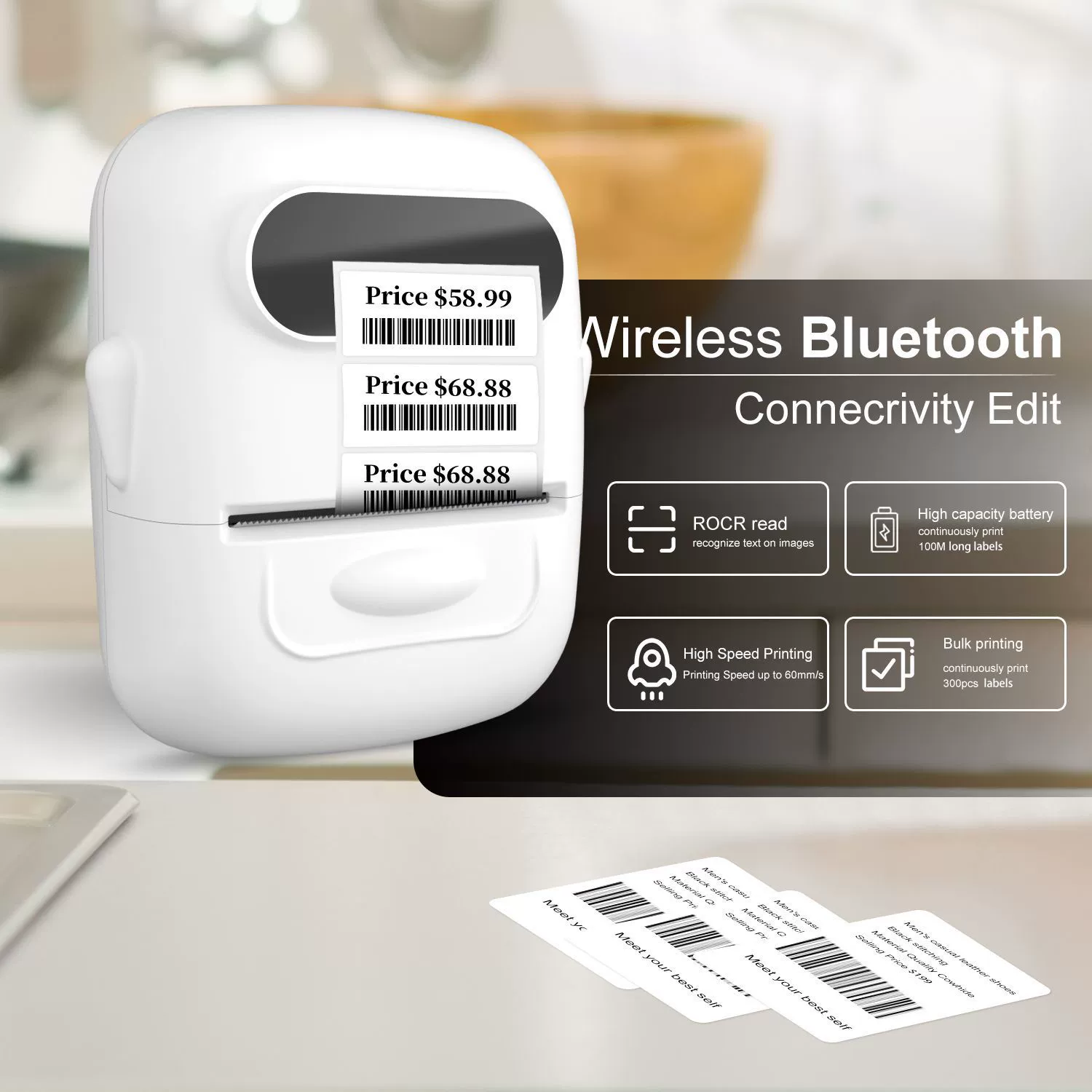 Термопринтер штрихкодов P50 Bluetooth, беспроводной принтер этикеток с Bluetooth-соединением