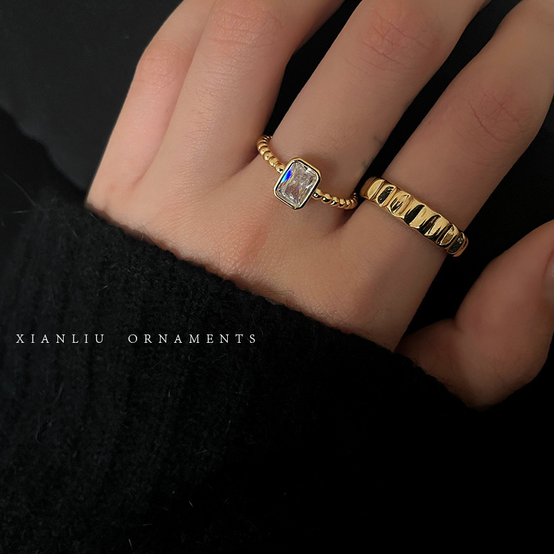 Korean Version S925 Silver-Plated Personalized Imitation Gear Ring for Women, Retro Fashion Versatile Open Ring, Elegant Index Finger Ring Trend