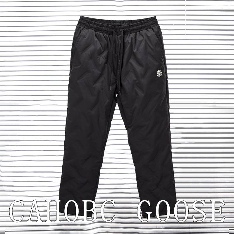 Men's outdoor ski pants, winter fleece-lined and thickened, warm and windproof, white duck down, travel and hiking pants, long pants.