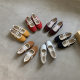 Vintage Niche Contrast Leather De-training Shoes Women's Shoes Lightweight Forrest Gump Shoes Round Toe Mary Jane Flat Ballet Shoes