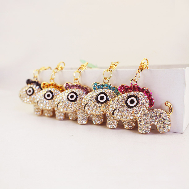 Cute Rhinestone Colorfulful Little Monster Animal Car Keychain Pendant Key Chain Bag Buckle Gift Gift 1498