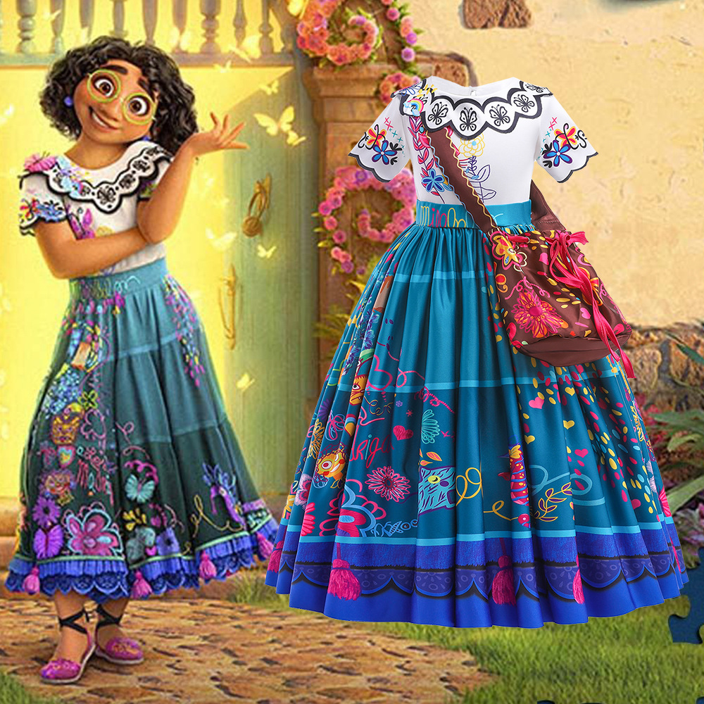 Europa y América transfronteriza nueva magia completa casa encanto niños princesa vestido niñas cos juego de rol vestido de rendimiento