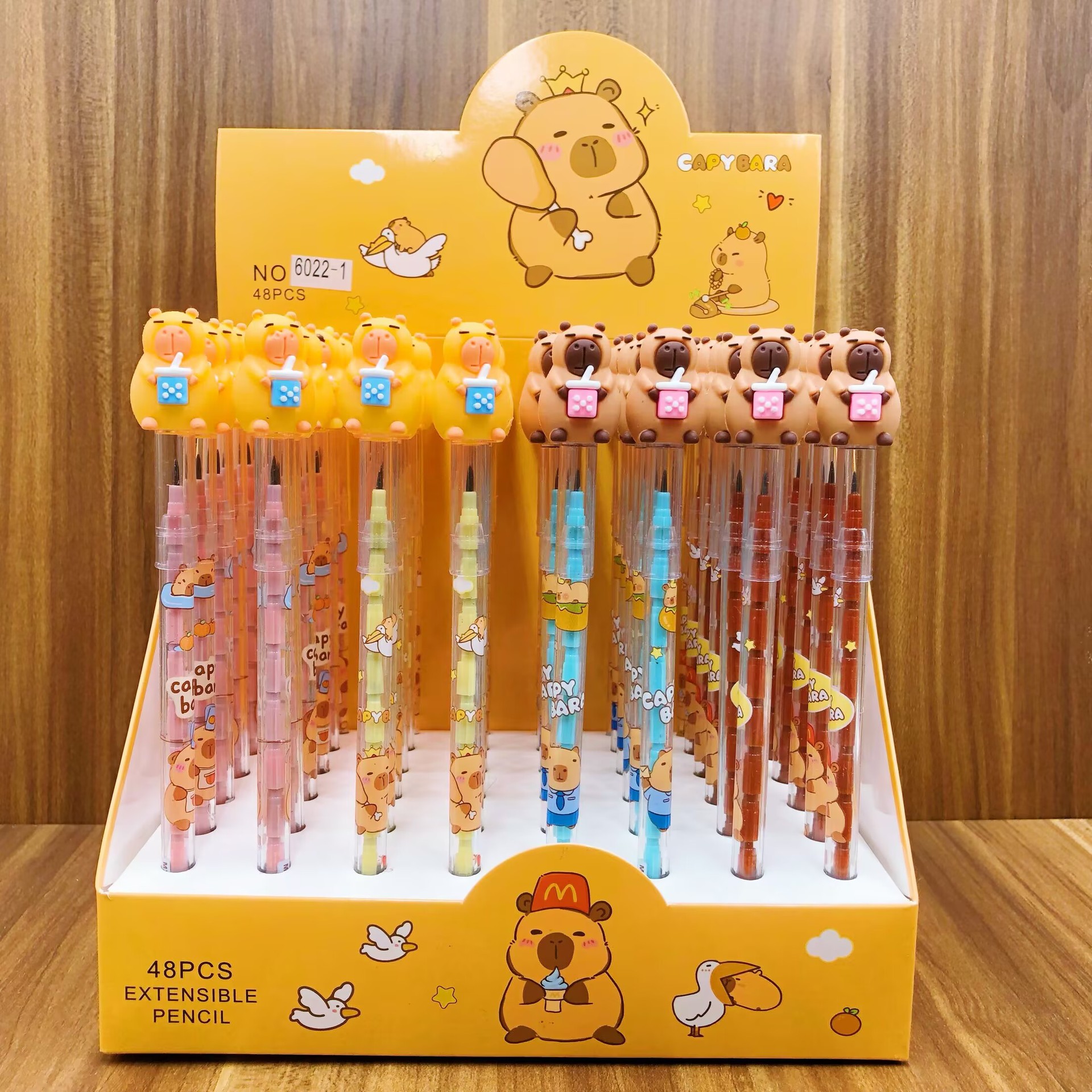 Kapibalah Bullet Pencil New Cartoon Free Egg Pencil Una caja de 48 lápices