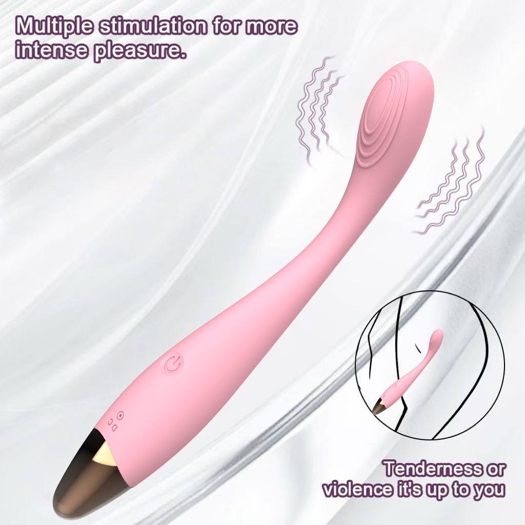 Golden Finger Vibrating Heating Wand, Silicone AV Massager with Button Control, Pink or Purple — detail image 19