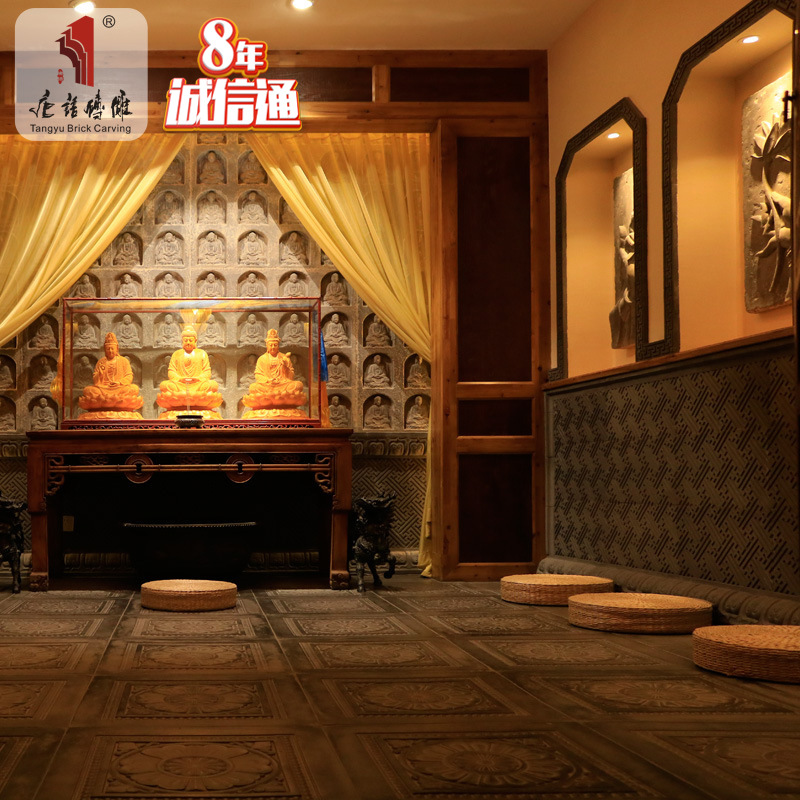 唐语砖雕玄关影壁墙照壁背景墙古建寺庙佛堂祠堂装饰壁画45cm佛手