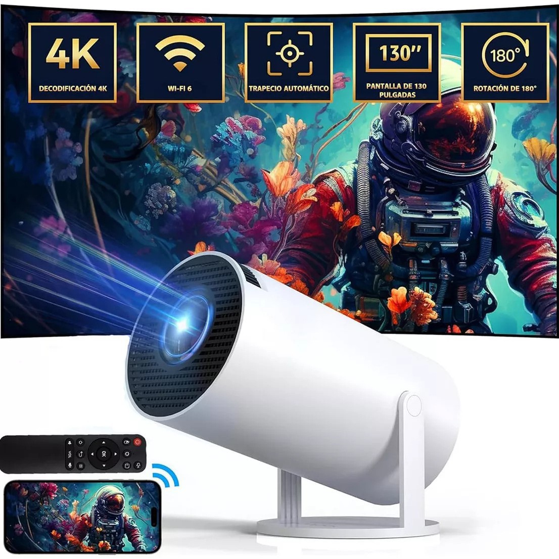 Proyector HY300 original de alta definición 4k para proyección en pared de dormitorio, proyector inteligente de corta distancia para comercio exterior WA