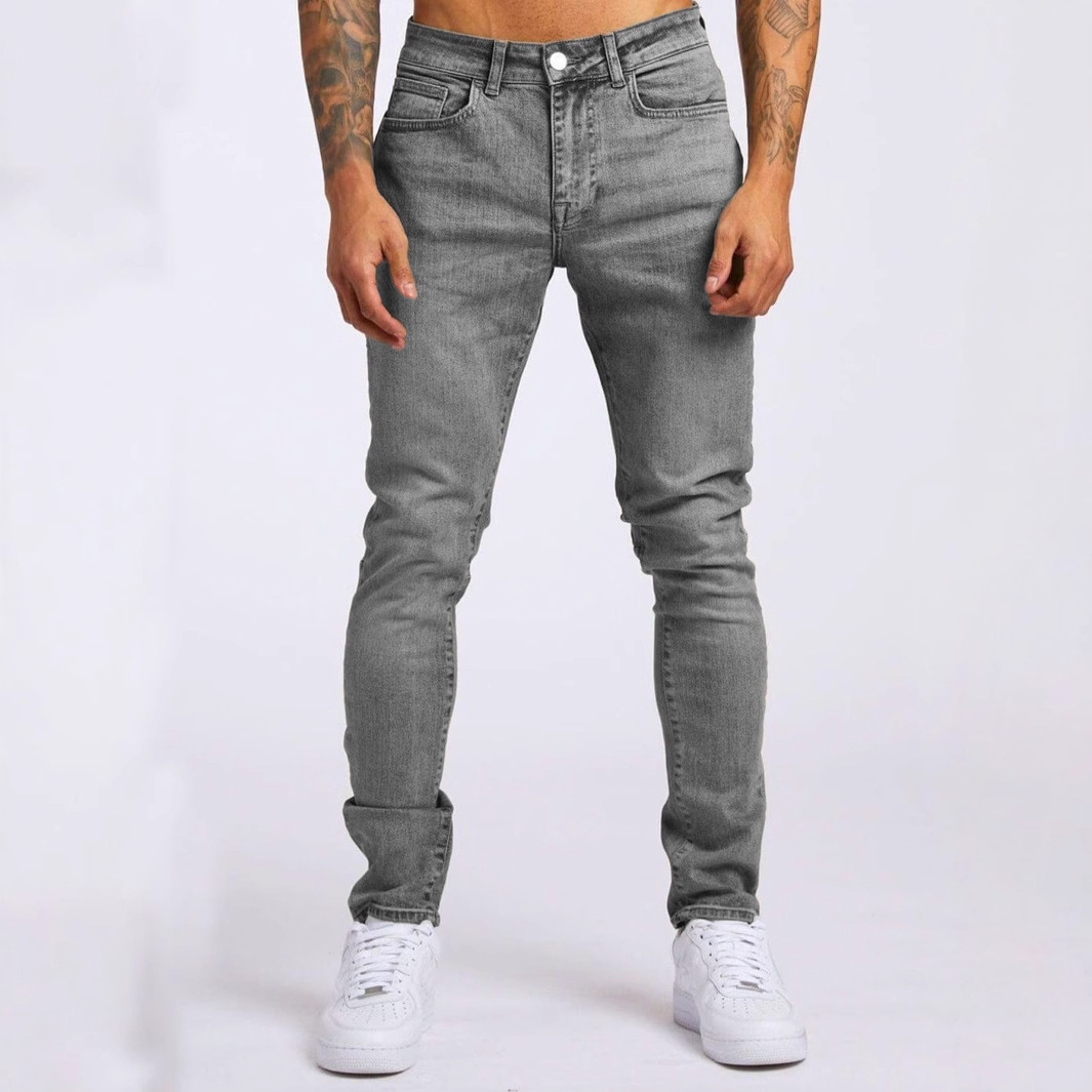 Cross-Border European And American Sale New Men's Jeans Ins Trend Slim Fit Denim Trousers_voghion.com