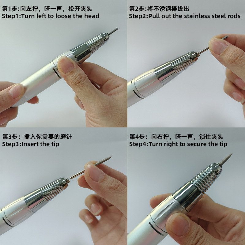 Juego de Herramientas Eléctricas para Remover Uñas 101, para Pulir Uñas y Remover Cutículas, Multifuncional de Alta Velocidad de 30000 RPM