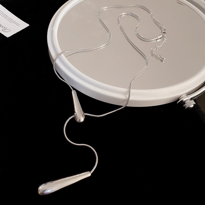 欧美跨境几何水滴高级感项链小众气质冷淡风毛衣链秋冬新款饰品女详情3