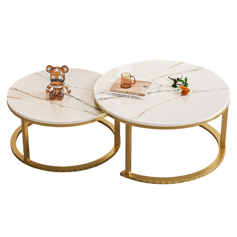 Mesa de té de tabla de roca 2024 nuevo estilo de sala de estar doméstica pequeña casa simple moderna sofá de lujo pequeño mesas de té redondas