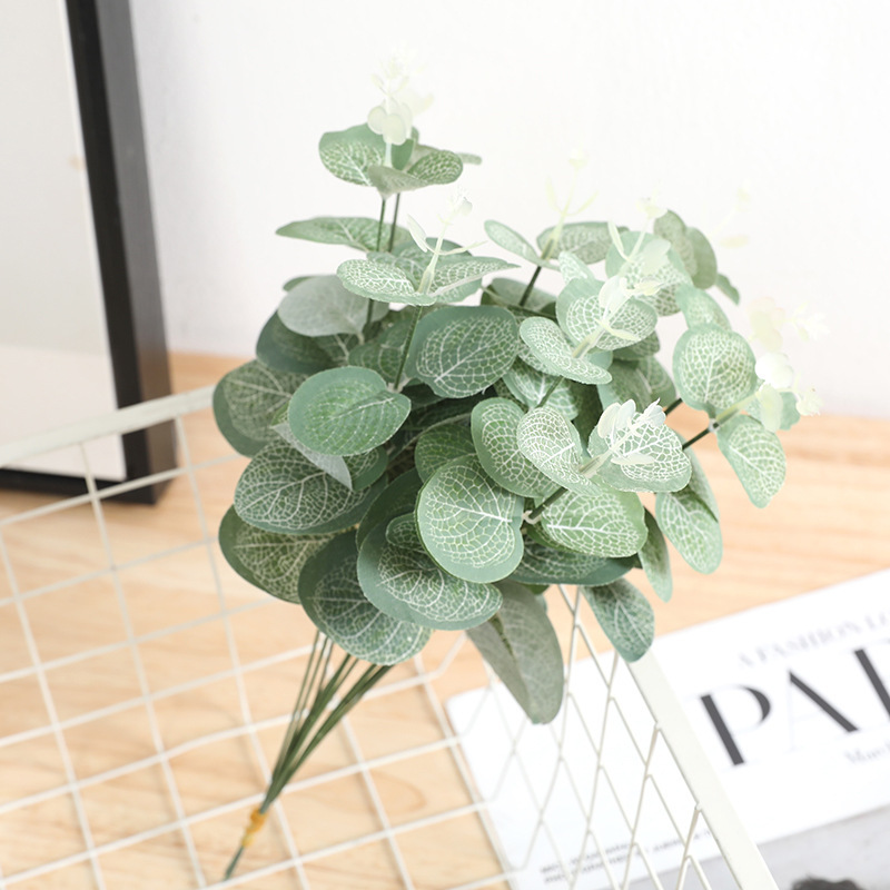 Cross-border simulation single money eucalyptus leaf Ins Mori-style wedding floral accessories, floral material decorative leaves