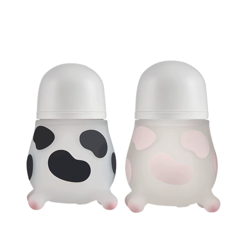 Детская силиконовая бутылочка для кормления 150мл-240мл-330мл, широкое горлышко, в форме коровы, от производителя, с защитой от колик и рвоты, маленькая, для предотвращения колик.