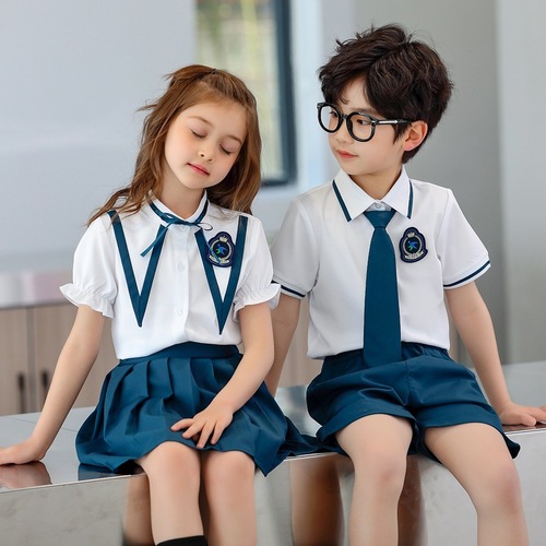 Blue Kindergarten school uniforms for girls boys graduation photos shooting outfits school class choir reading performance suit for children