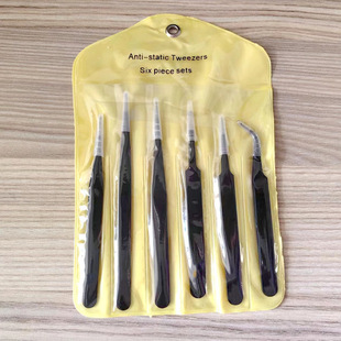 Stainless Steel Thickeneded Tweezers Clip Anti-static Anti-slip ESD Straight Elbow Disassembly Bird's Nest Hair Picking Manicure Grafting Eyelashes