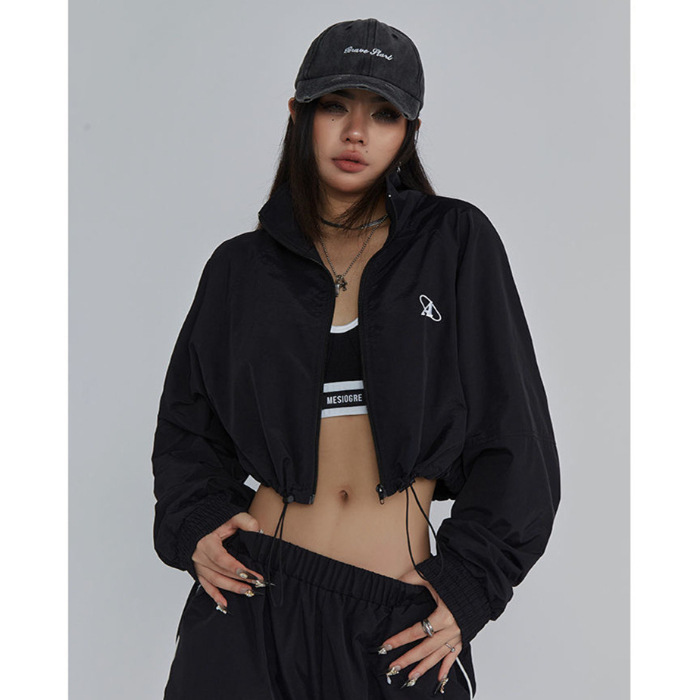美式字母刺绣运动冲锋衣小外套女感宽松炸街气质长袖夹克上衣|undefined