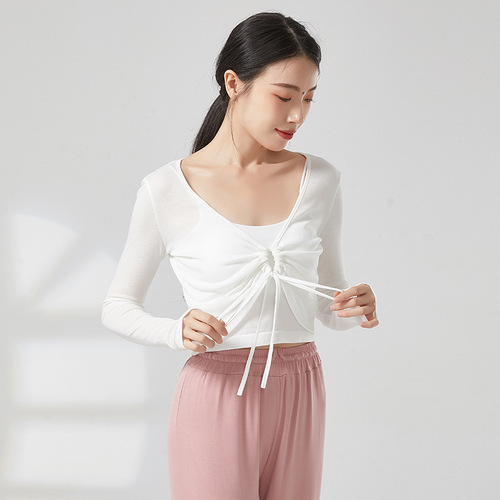 Modern dance practice clothing tops adult drawstring cardigan women's body basic training dance performance clothing summer