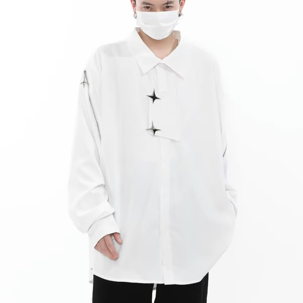 Retro demi-season shirt with zipper