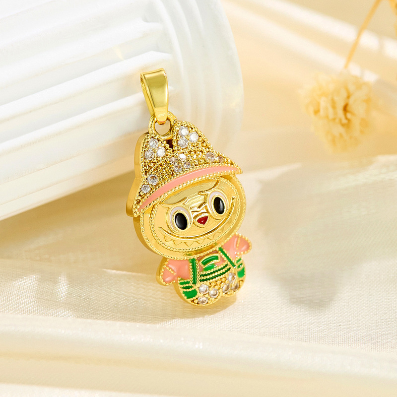 クロスボーダー漫画ラブブ油滴色保持銅金メッキかわいい diy アクセサリージュエリーネックレスブレスレットペンダントシングルペンダント|undefined