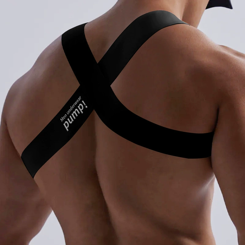 Men's sexy trend chest strap for gym, top with cups, straps
