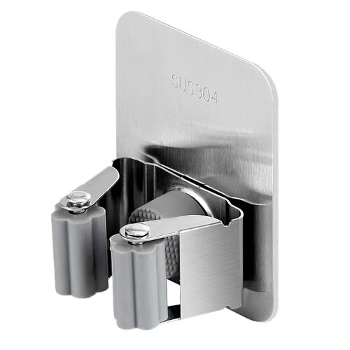 Cross-border Amazon stainless steel broom holder and hook dual-purpose broom rack storage gadget sweep hook bathroom hook