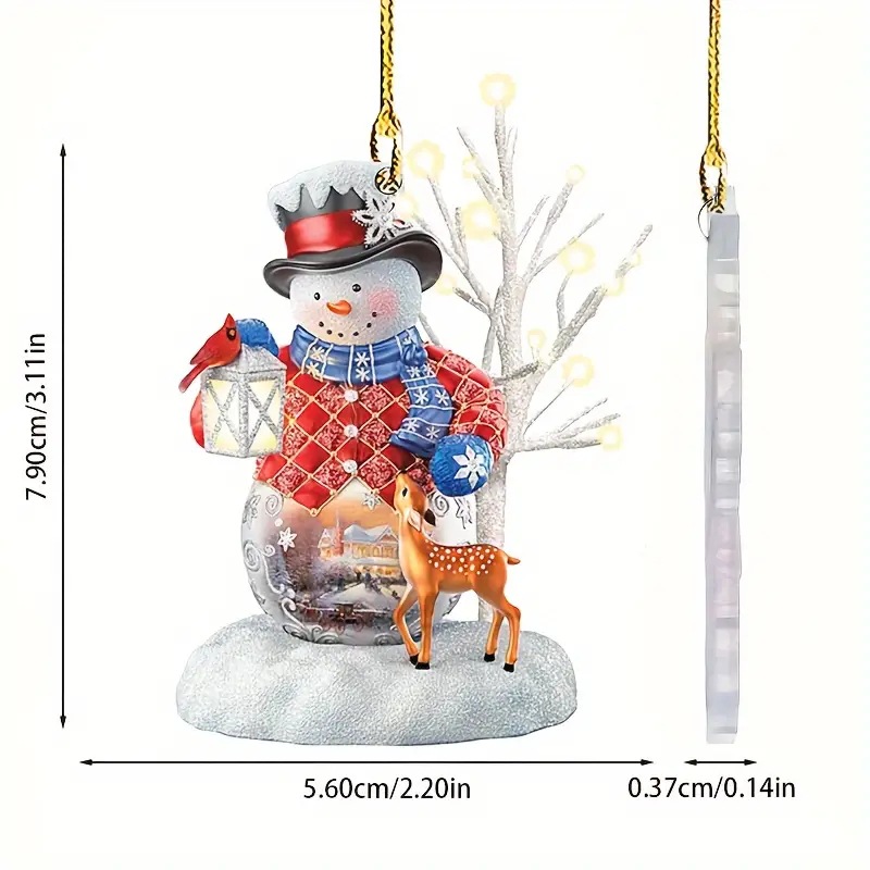 Cross-border nuevo muñeco de nieve de Navidad colgante acrílico plano espejo retrovisor interior decoración colgante de fiesta